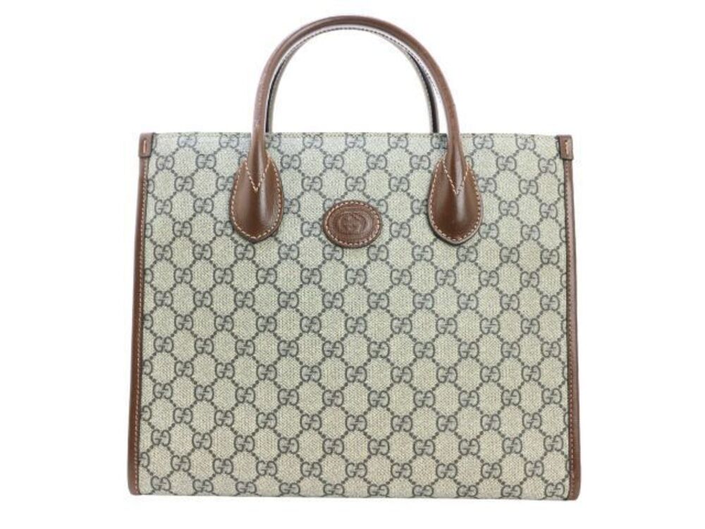 Gucci GG Supreme bag canvas leather dark brown Beige Cream